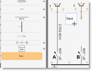 Eendraadschema - 2 kringen dor 1 kabel